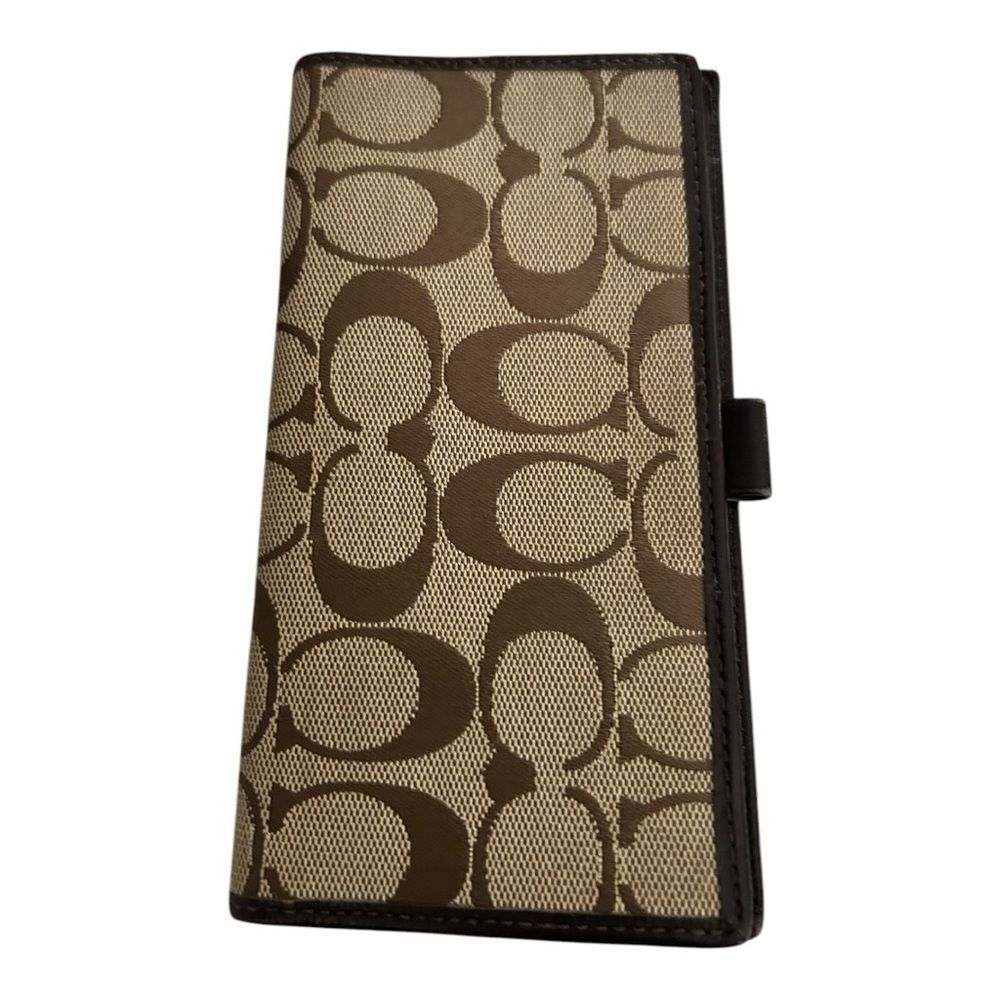 Coach Signature Canvas Check Book Cover Tan